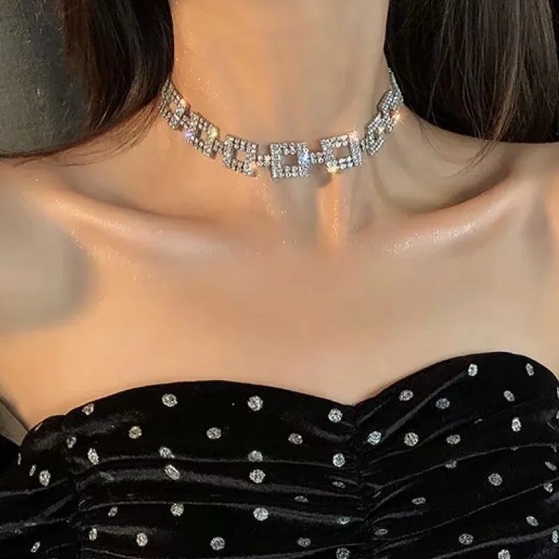Geometric Rhinestone Choker